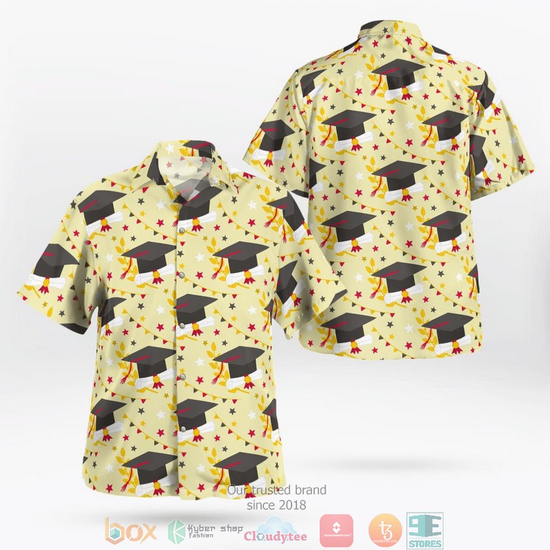 Graduation pattern black Hawaiian Shirt