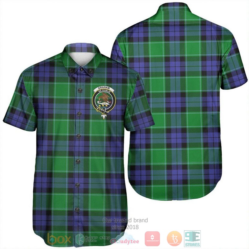 Graham of Menteith Weathered Tartan Crest Hawaiian Shirt