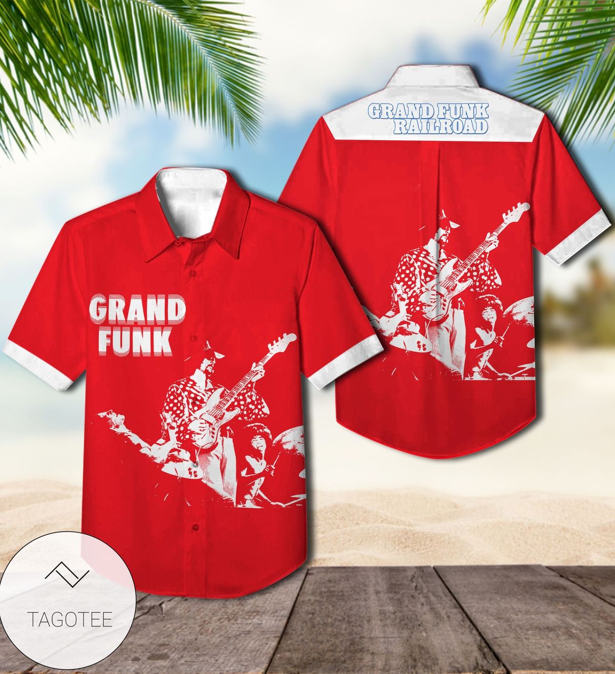 Grand Funk Railroad On Time Album Cover Hawaiian Shirt