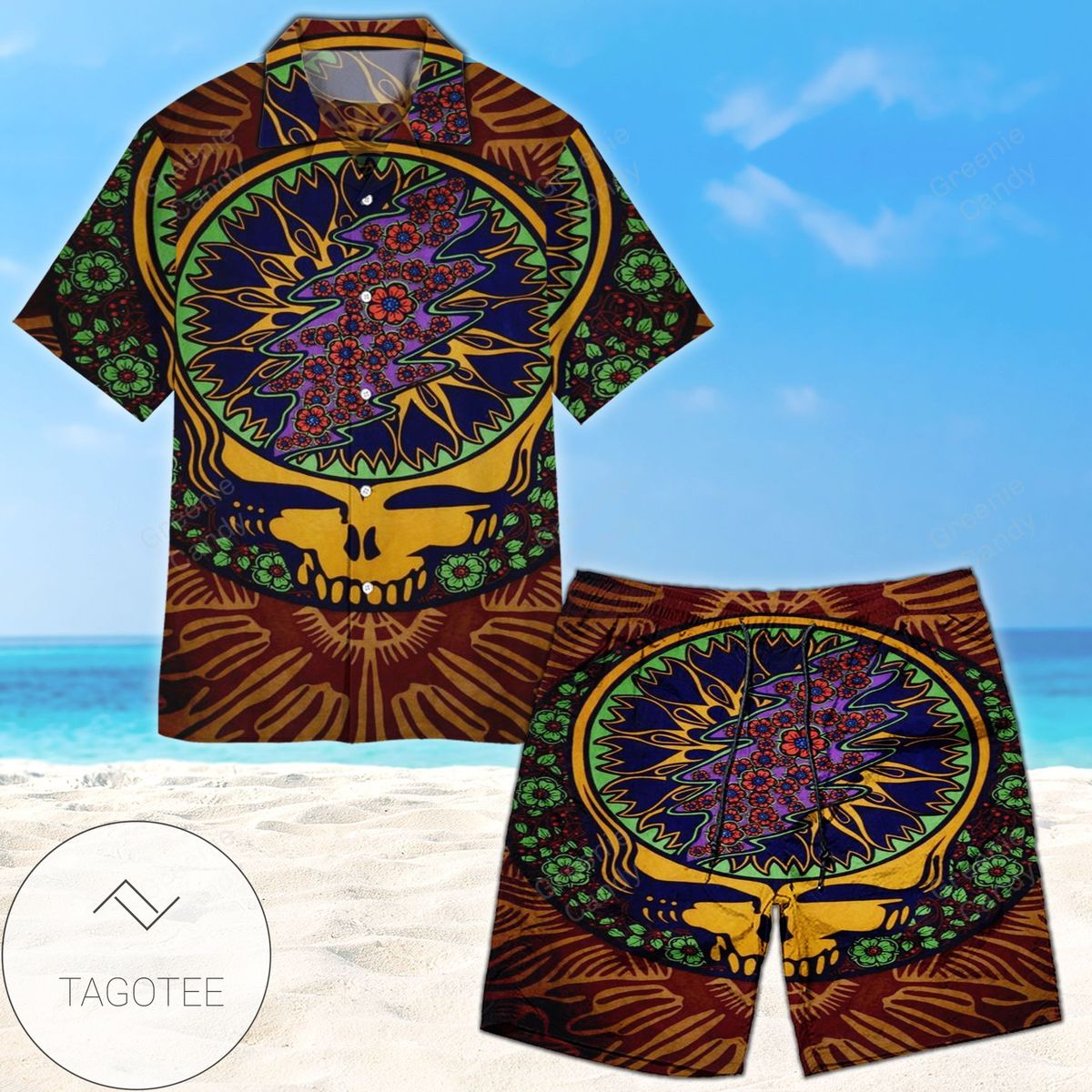 Grateful Dead All Over Print 3D Hawaiian Shirt And Beach Short – Black