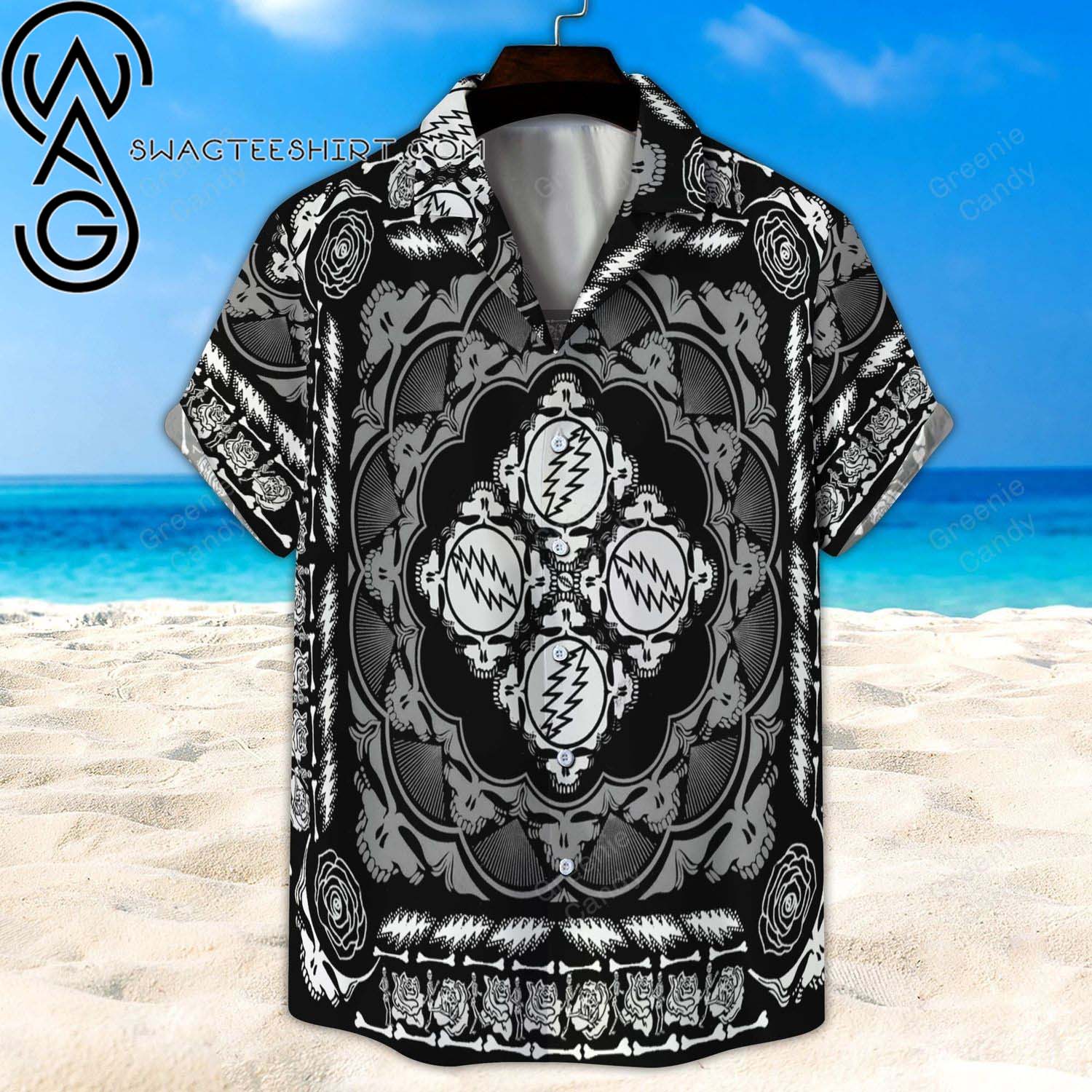 Gothic Skull Playing Card Full Printing Hawaiian Shirt