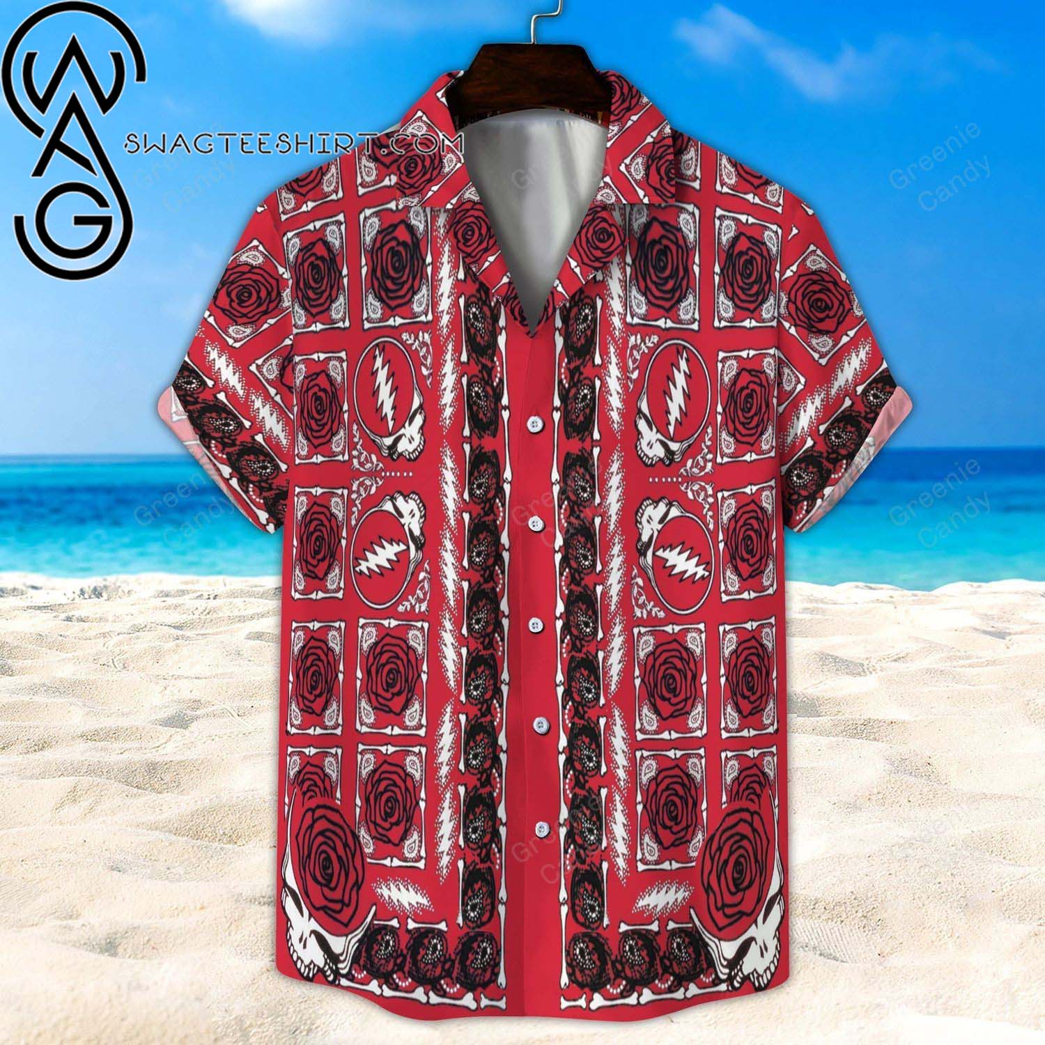 Grand Marnier USA Flag Cross Stitch All Over Print Summer Vacation Hawaiian Shirt