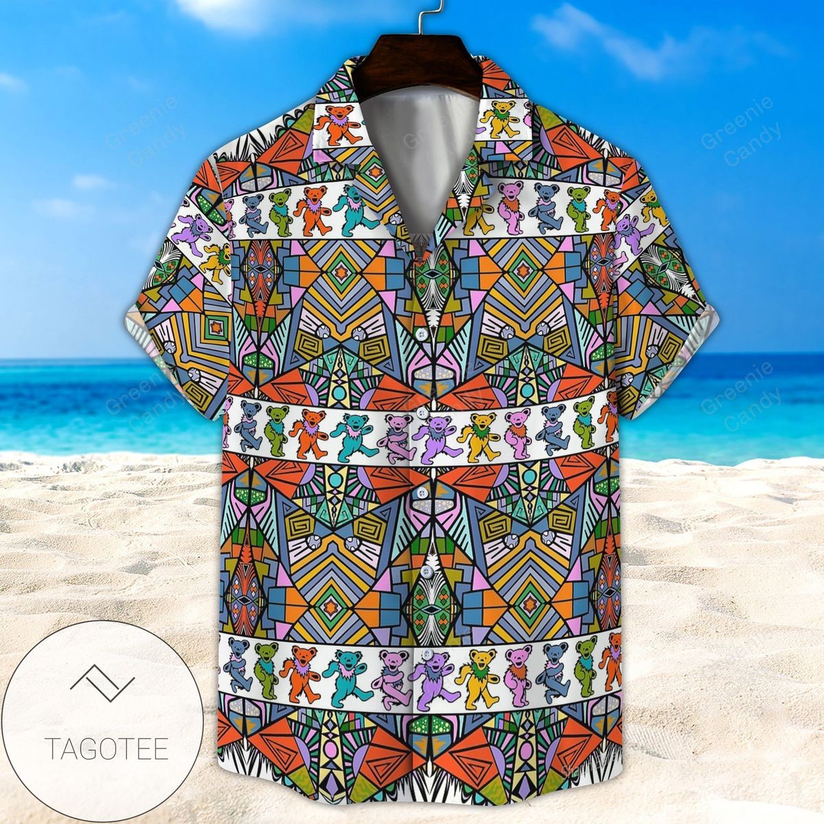 Grateful Dead Bear Tiedye All Over Print 3D Hawaiian Shirt And Beach Short