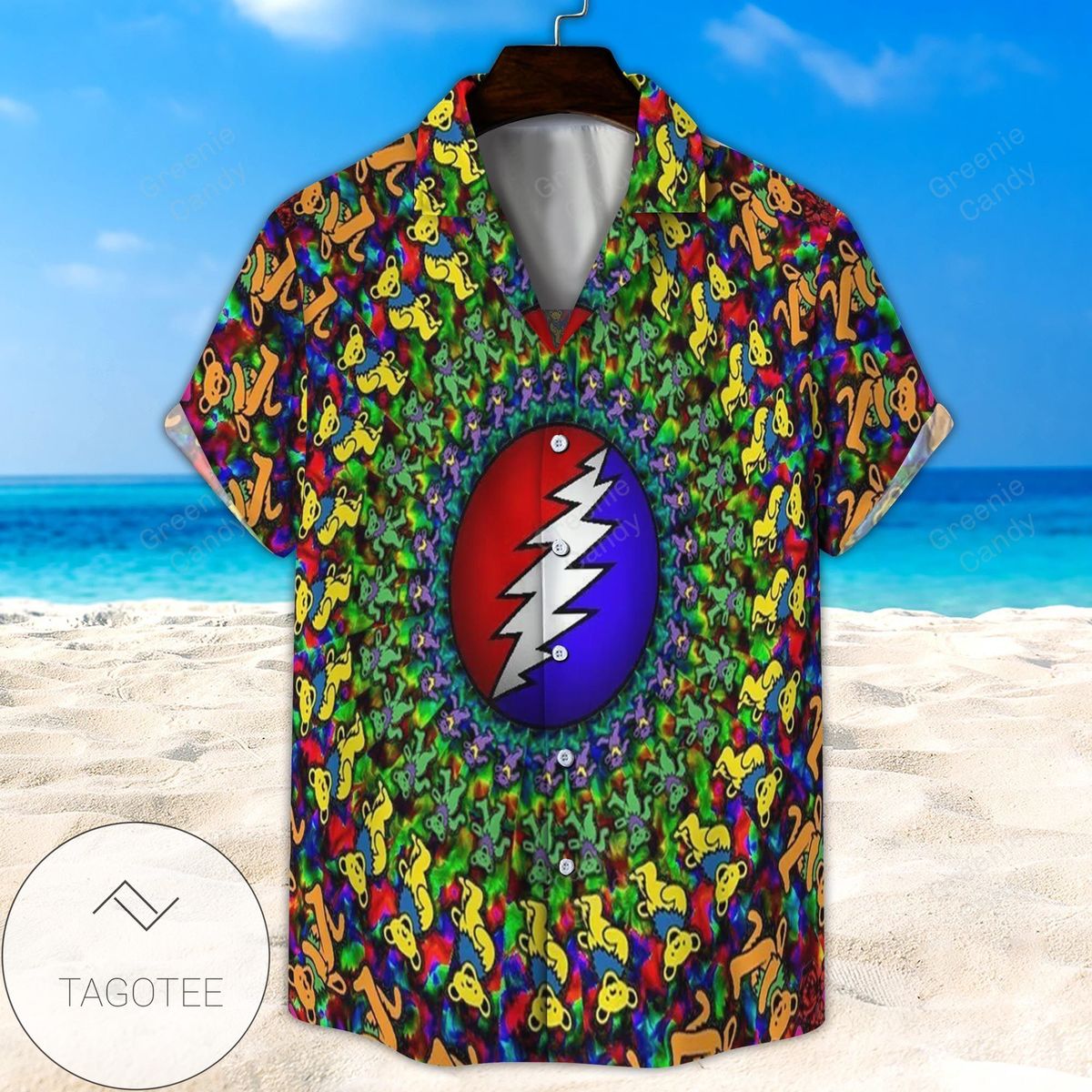 Grateful Dead Bears Vertical Tiedye All Over Print 3D Unisex Hawaiian Shirt And Beach Short