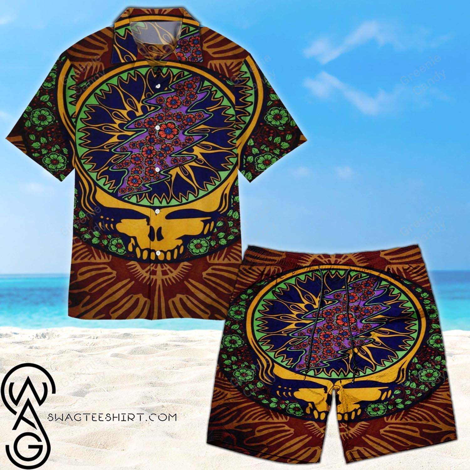 Grateful Dead Heart Tie Dye All Over Print Hawaiian Shirt And Beach Short