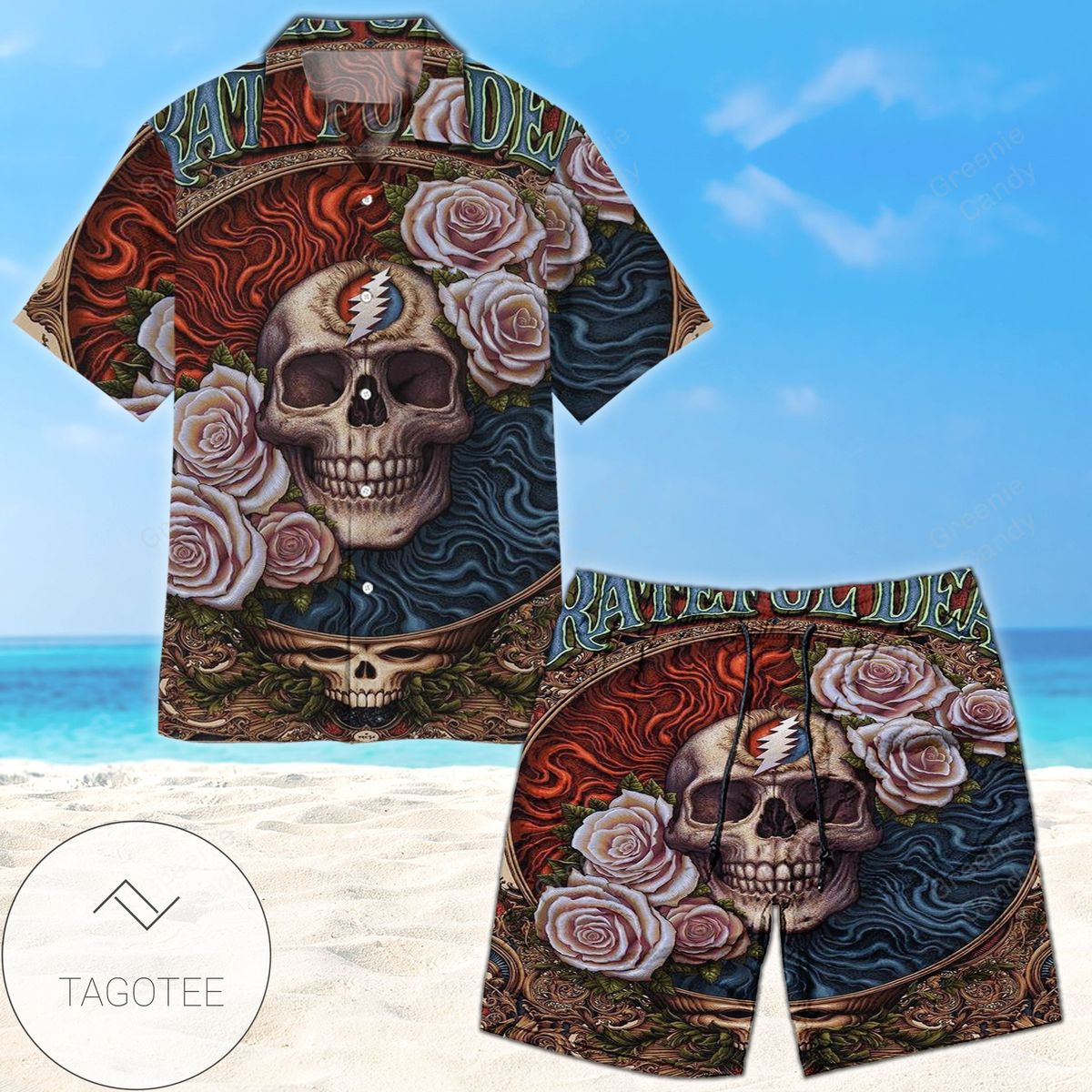 Grateful Dead Seamless Pattern All Over Print 3D Hawaiian Shirt And Beach Short – Blue