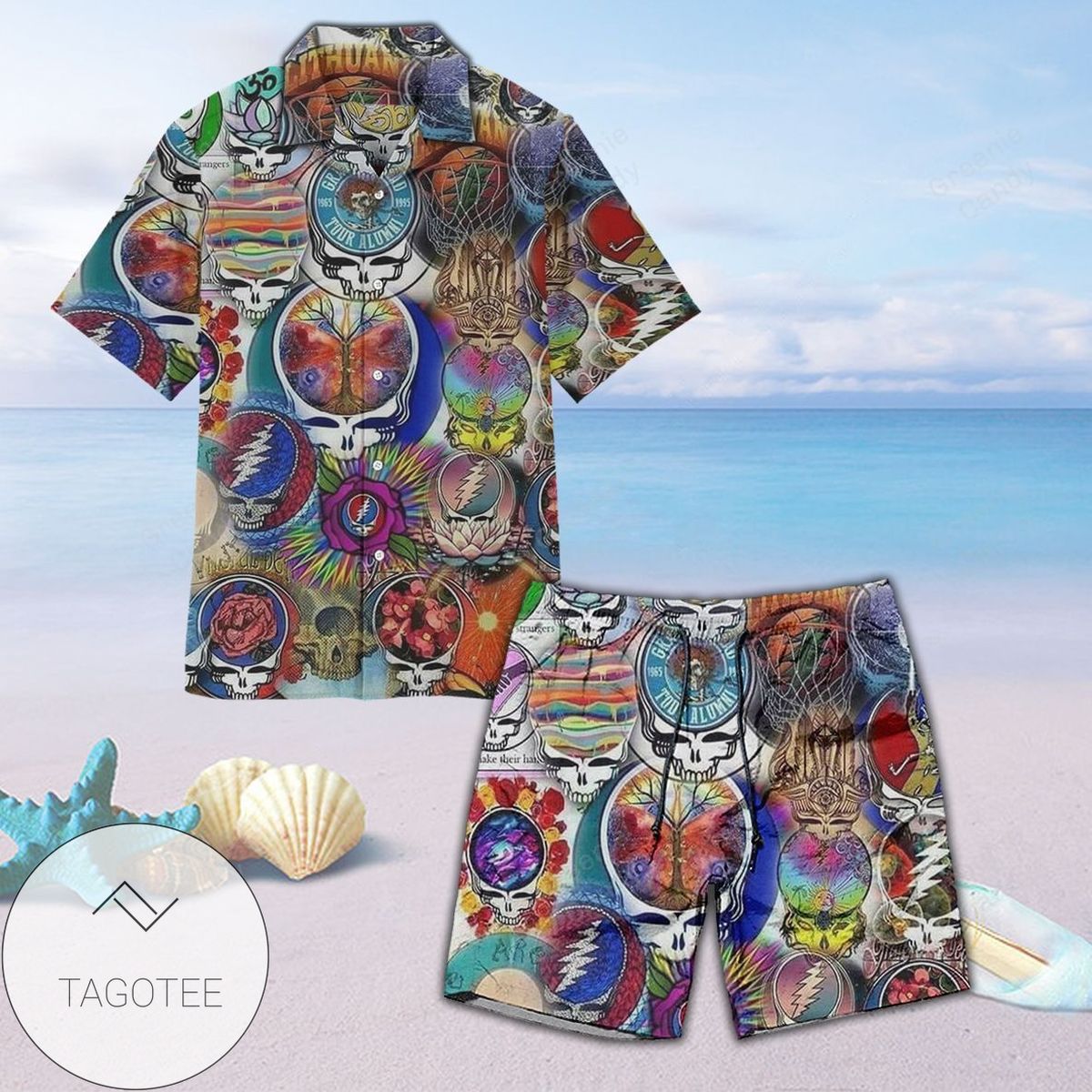 Grateful Dead Seamless Quotes All Over Print 3D Hawaiian Shirt And Beach Short