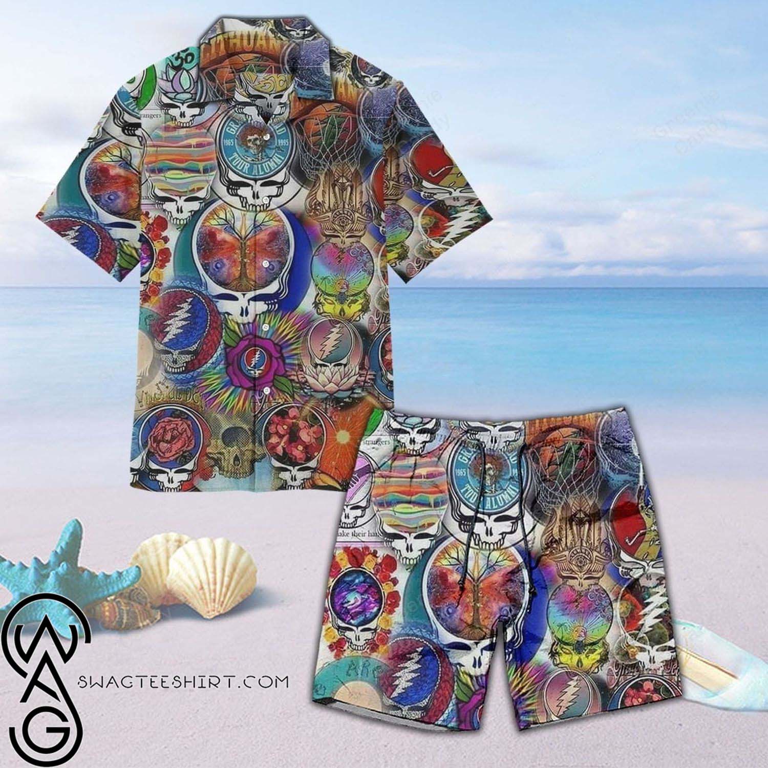 Grateful Dead Seamless Quotes All Over Print Aloha Hawaiian Shirt And Beach Short