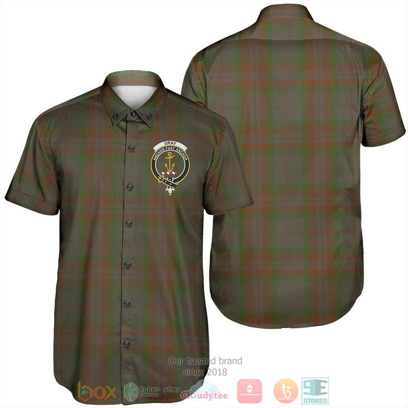 Gray Tartan Crest Hawaiian Shirt