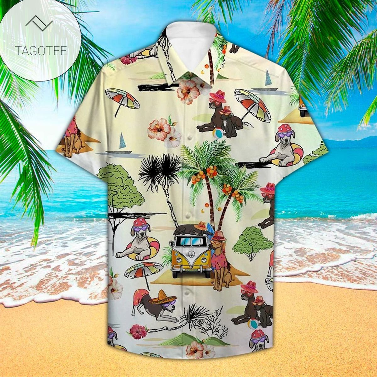 Great Dane Hawaiian Shirt Great Dane Button Up Shirt