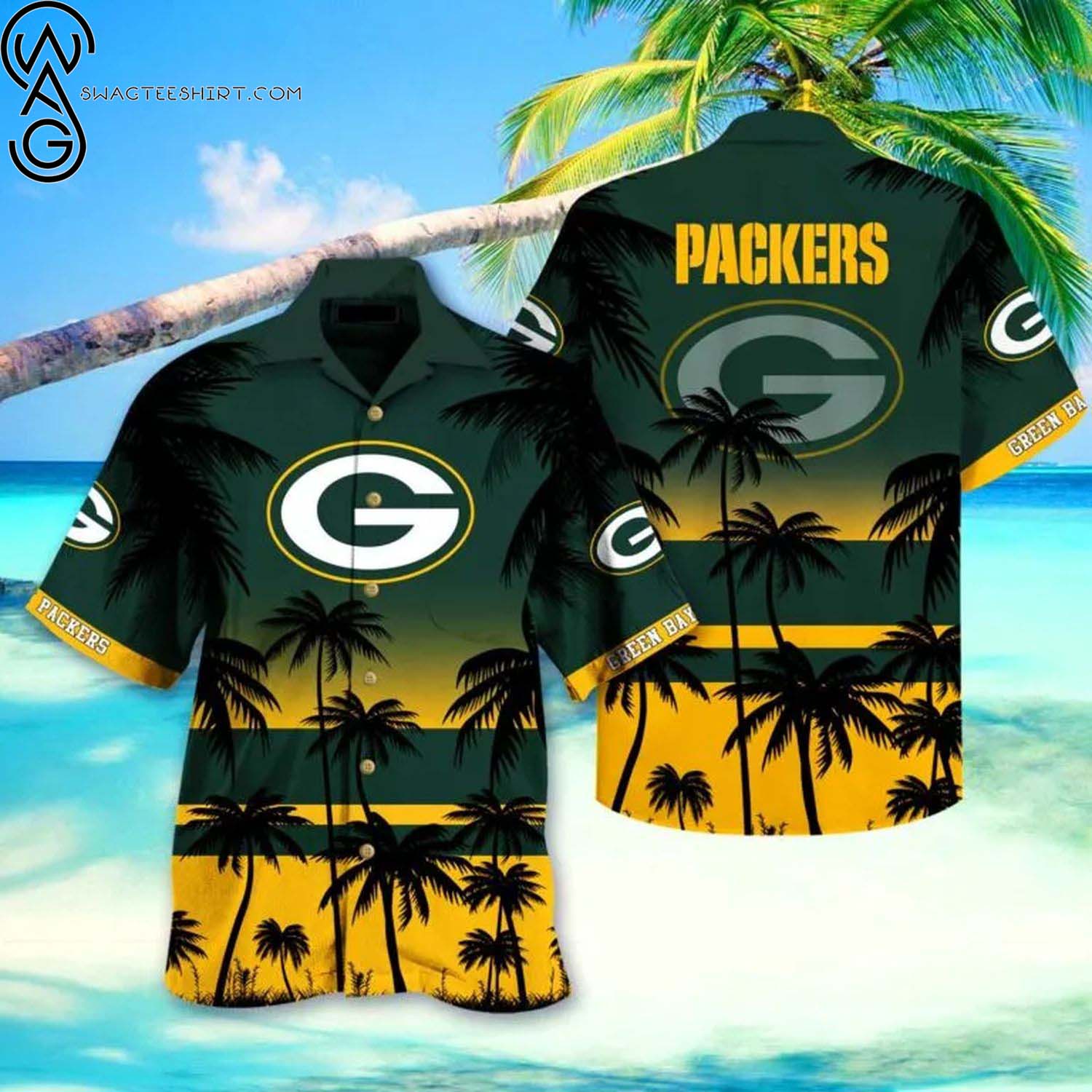 Green Bay Packers All Over Print Hawaiian Shirt And Beach Shorts