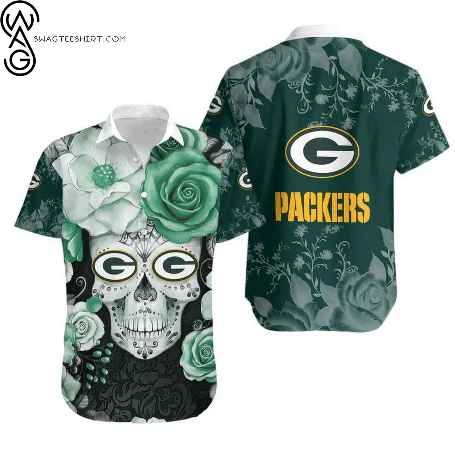 Green Bay Packers Flower And Coconut Trees Summer Aloha Hawaiian Shirt