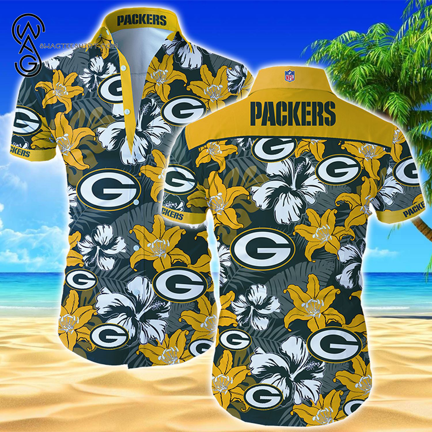 Green Bay Packers And Mickey Mouse All Over Print Hawaiian Shirt