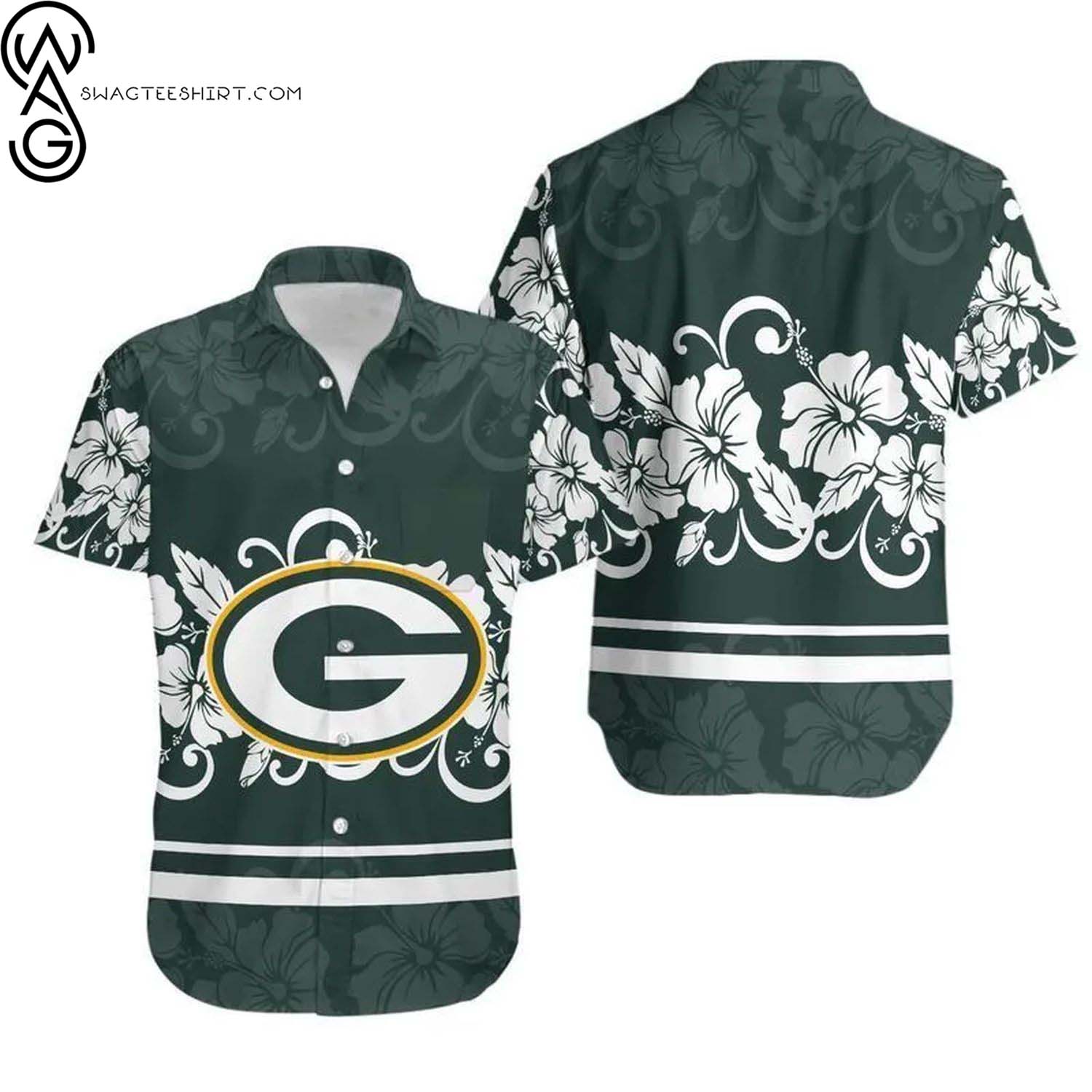 Green Bay Packers Helmet Tropical Summer Aloha Hawaiian Shirt