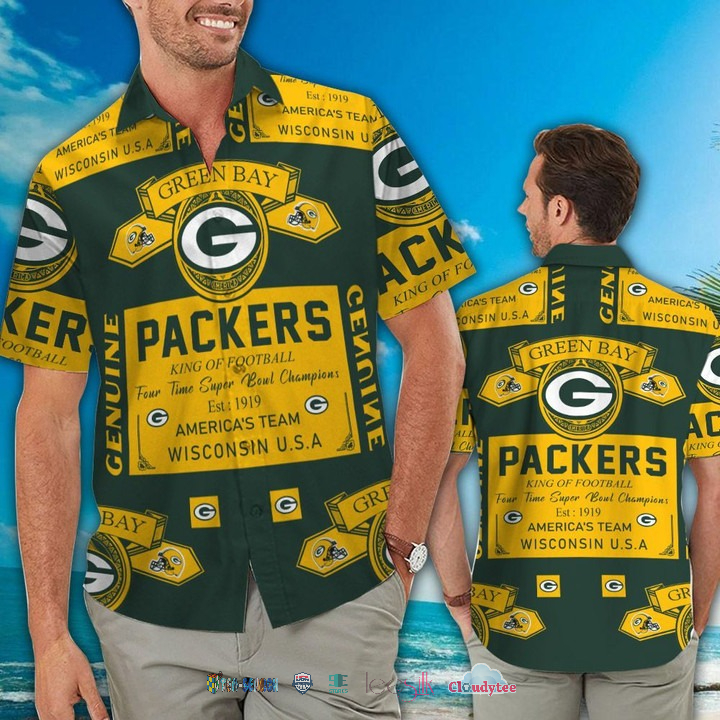 Green Bay Packers Ocean Fishes Hawaiian Shirt Beach Short