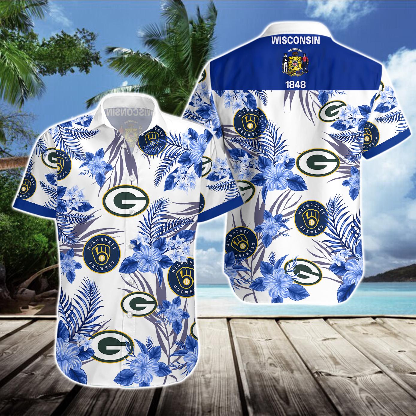 Green Bay Packers Milwaukee Brewers Milwaukee Bucks Hawaiian Shirt