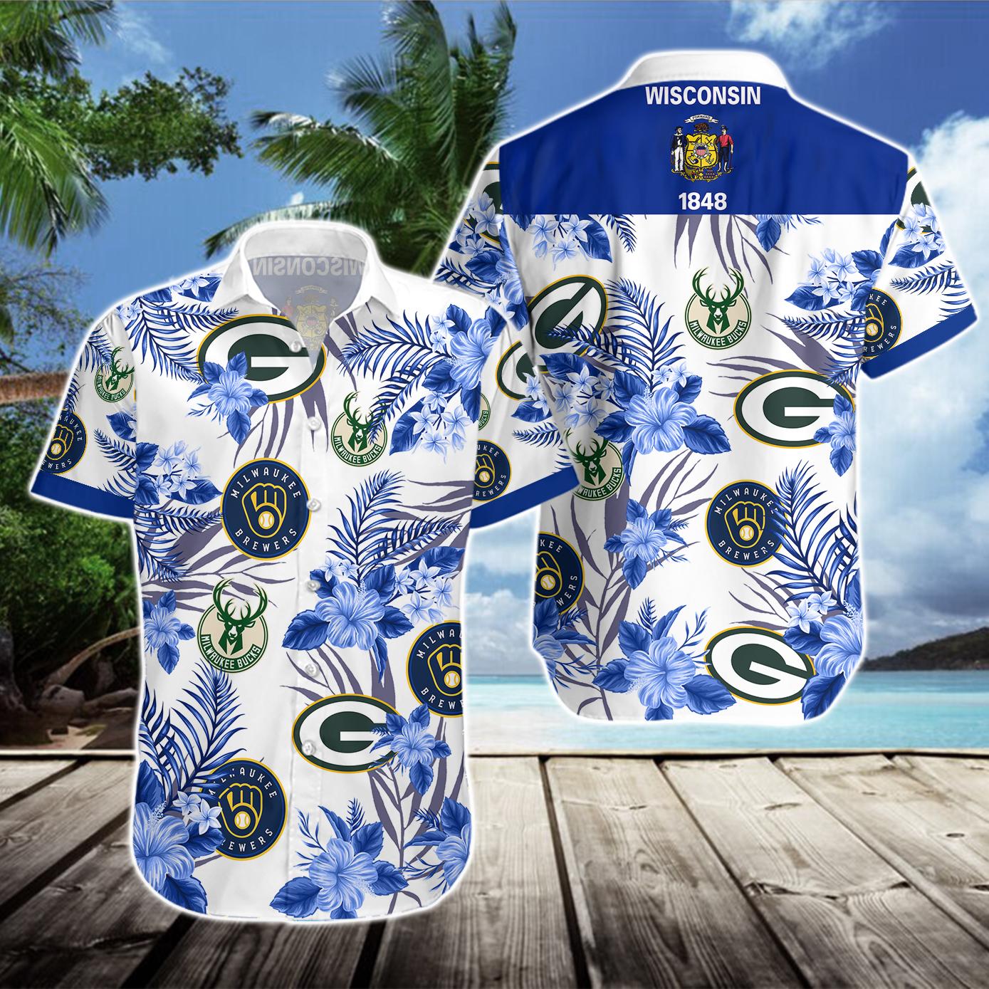 Green Bay Packers Milwaukee Bucks Hawaiian Shirt