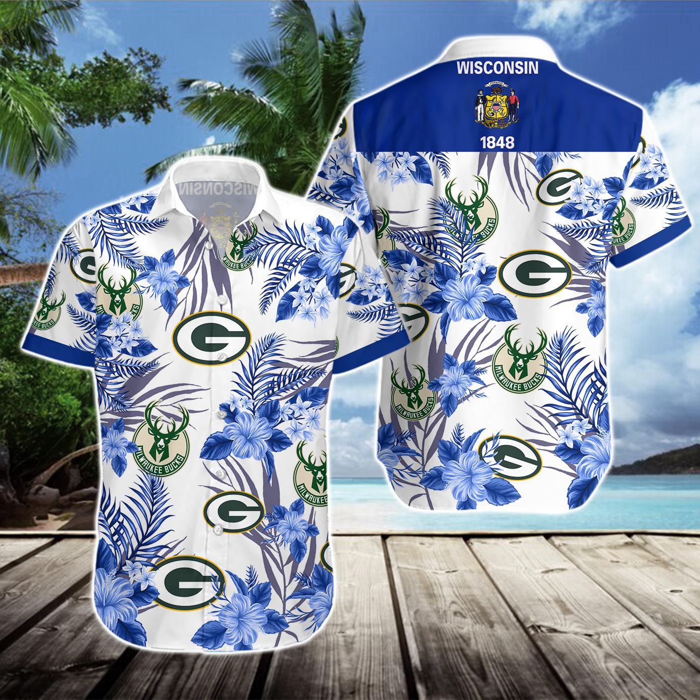 Green Bay Packers Milwaukee Brewers Milwaukee Bucks Hawaiian Shirt