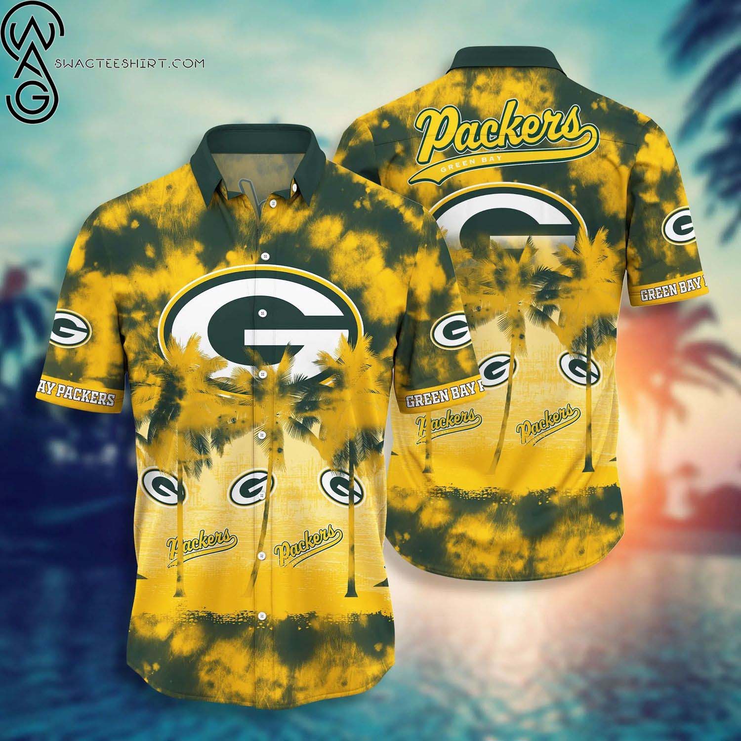 Green Bay Packers Stripes And Skull Summer Aloha Hawaiian Shirt