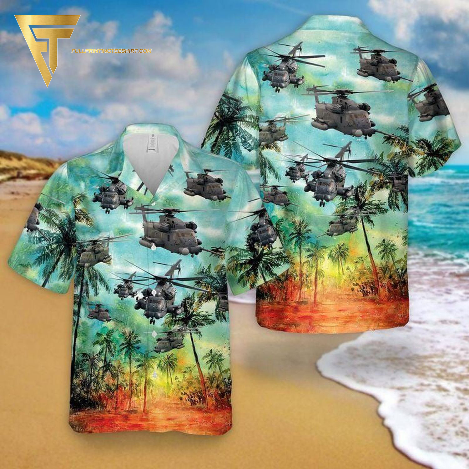 Forest us army boeing ah-64 apache all over print hawaiian shirts and beach shorts