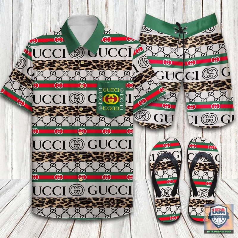 Gucci Guitar Nile Blue Hawaiian Shirt Beach Short