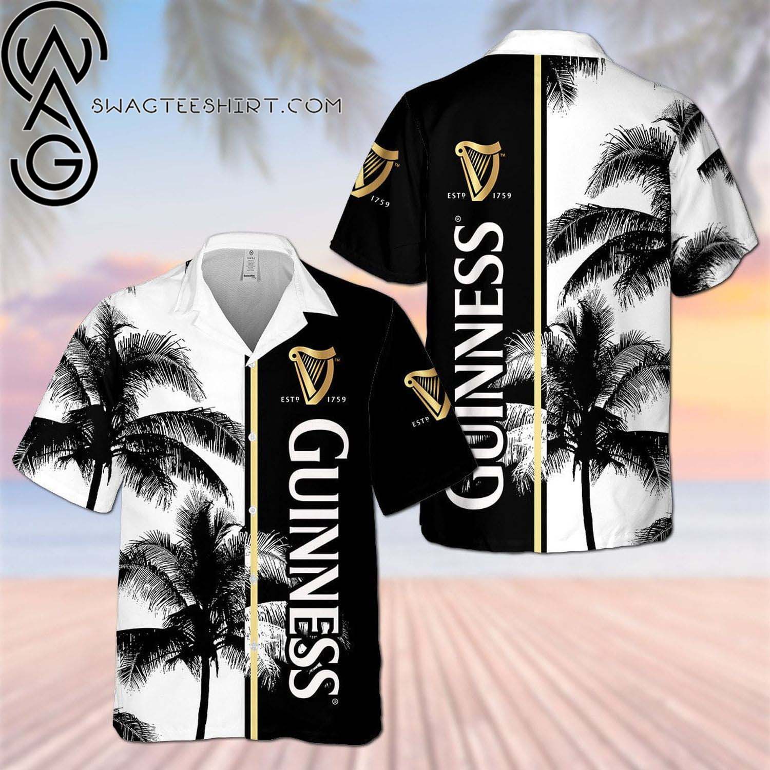 Guinness Beer Tropical Coconut Trees Summer Vibes Hawaiian Shirt