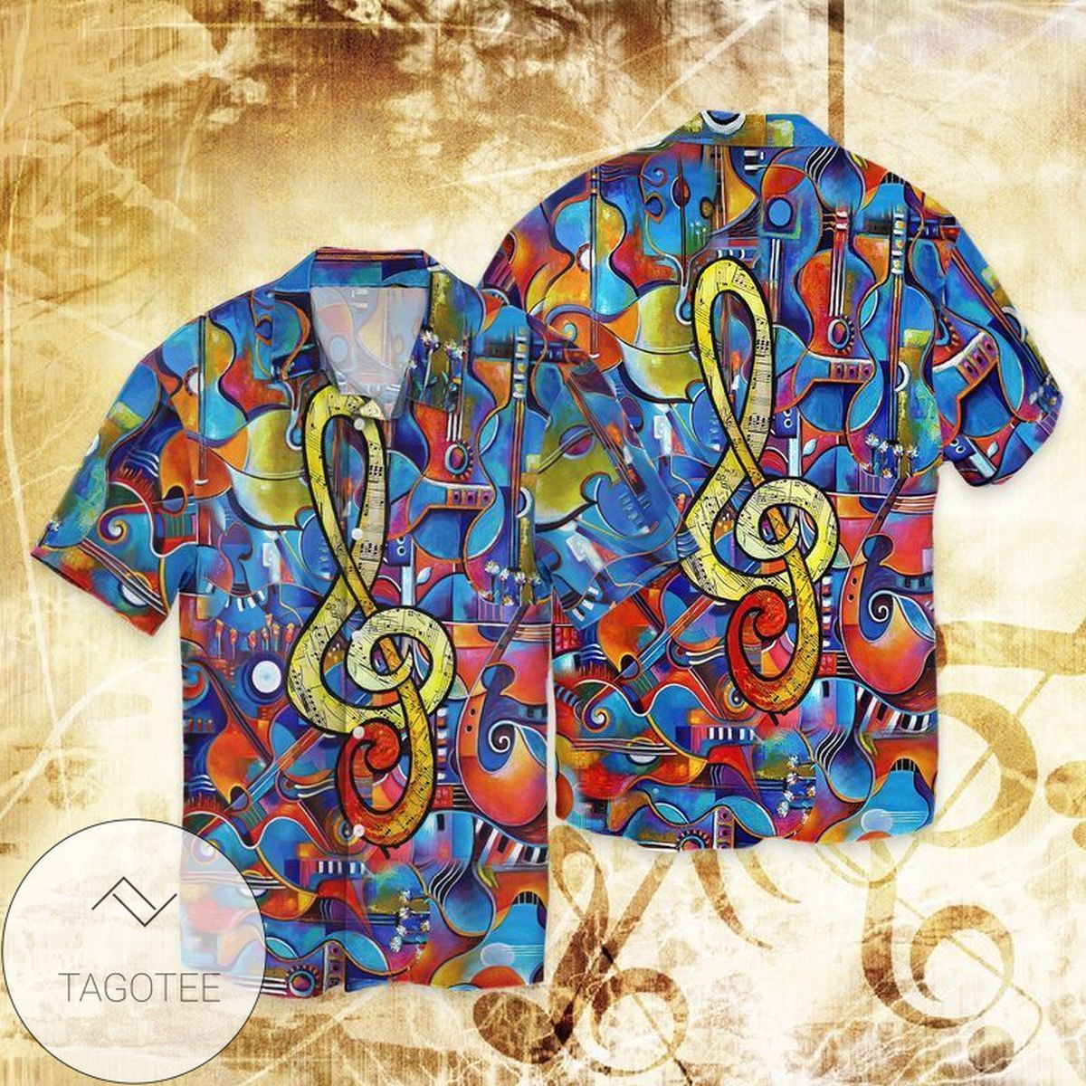 Guitar Hawaiian Shirt Guitar Button Up Shirt