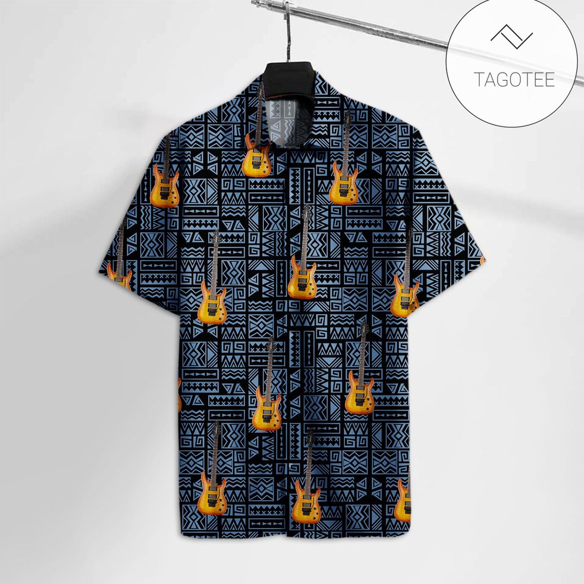 Guitar Hawaiian Shirt Music Acoustic Guitar Pattern Hawaii Tshirt