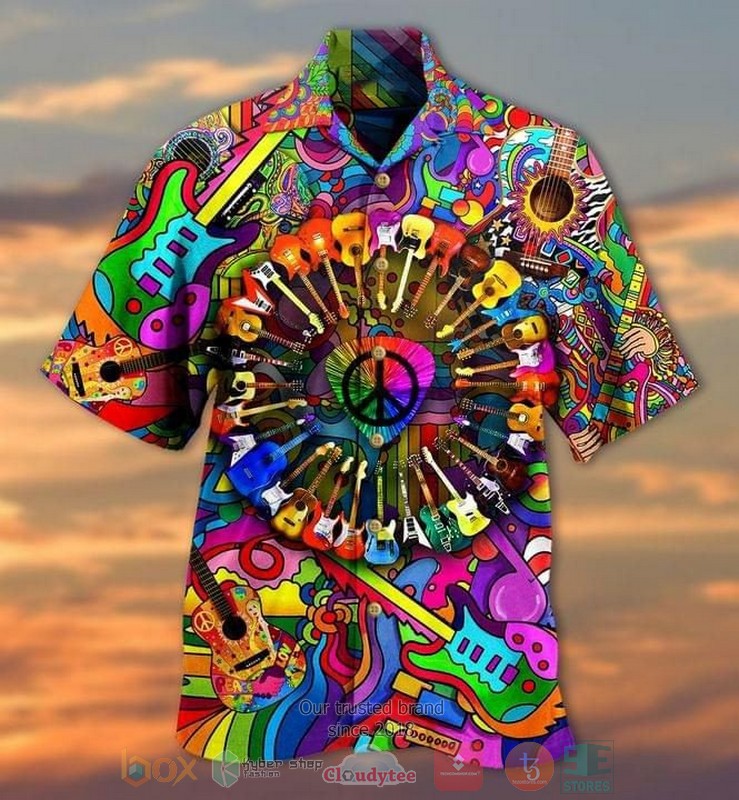 Guitar Lovers Pineapple Black Hawaian Summer Outfit