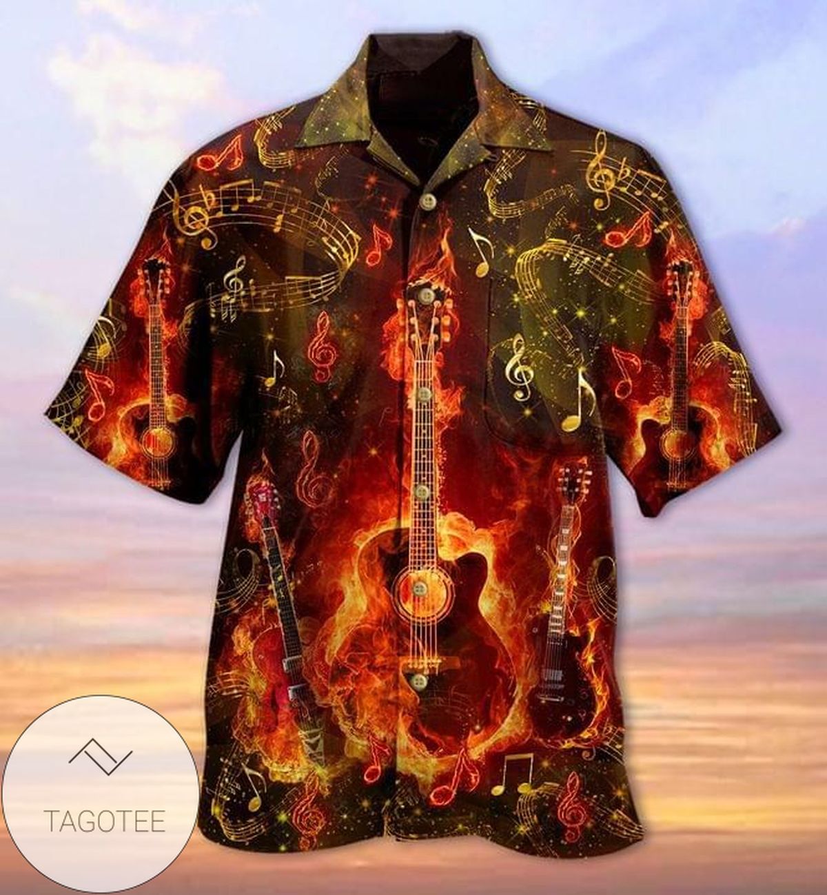 Guitar Hibiscus Tropical Full Printing Authentic Hawaiian Shirt 2022s Hl