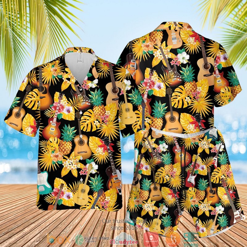 Guitar Lovers Tropical Black Hawaian Summer Outfit