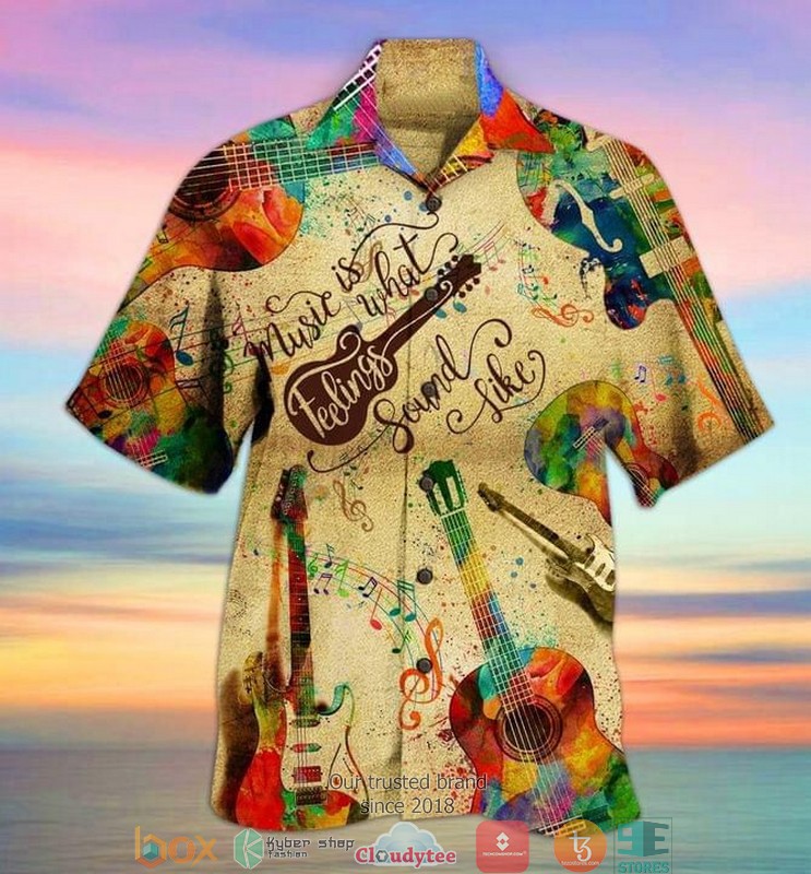 Guitar Man And Girl Hippie Print Short Sleeve Hawaiian Shirt