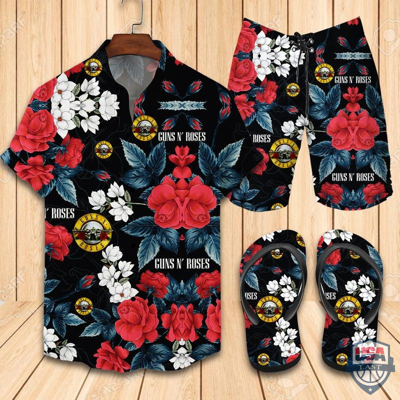 Guns N’ Roses Flip Flops And Hawaiian Shirt