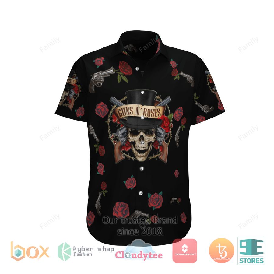 Guns N’ Roses Skull Gun Rose Hawaiian Shirt