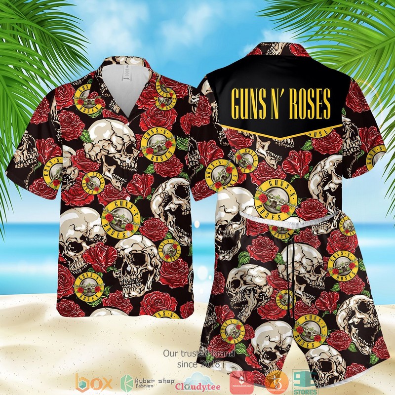 Guns N’ Roses Skull Gun Rose Hawaiian Shirt