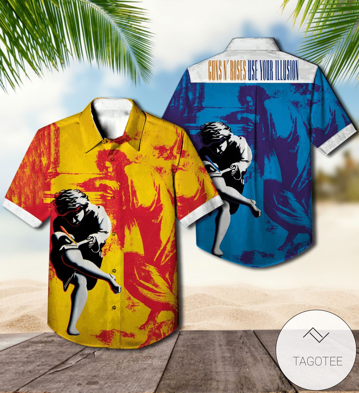 Guns N’ Roses Greatest Hits Compilation Album Cover Hawaiian Shirt