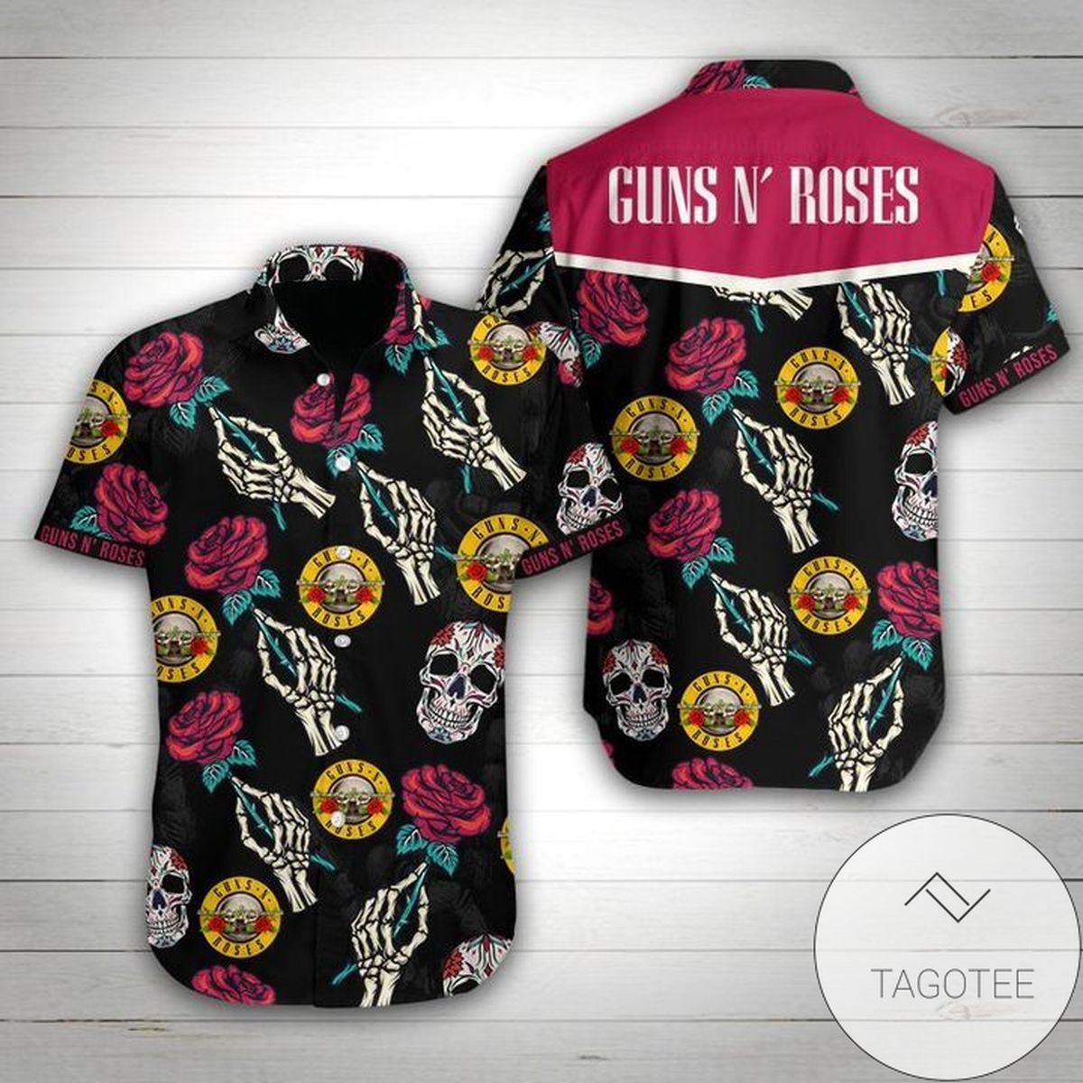 Guns N Roses Hawaiian Graphic Print Short Sleeve Hawaiian Casual Shirt