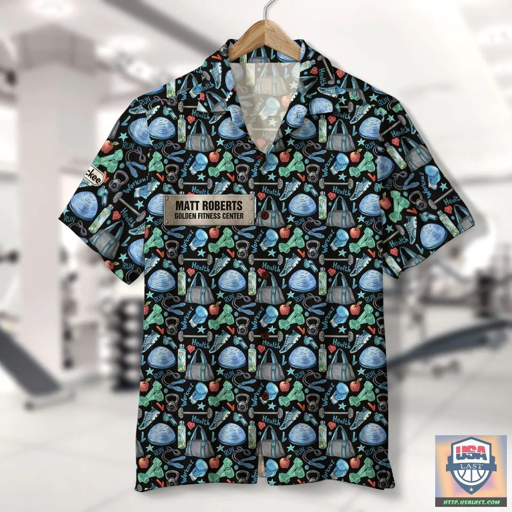 Gym Barbell Pattern Personalized Hawaiian Shirt