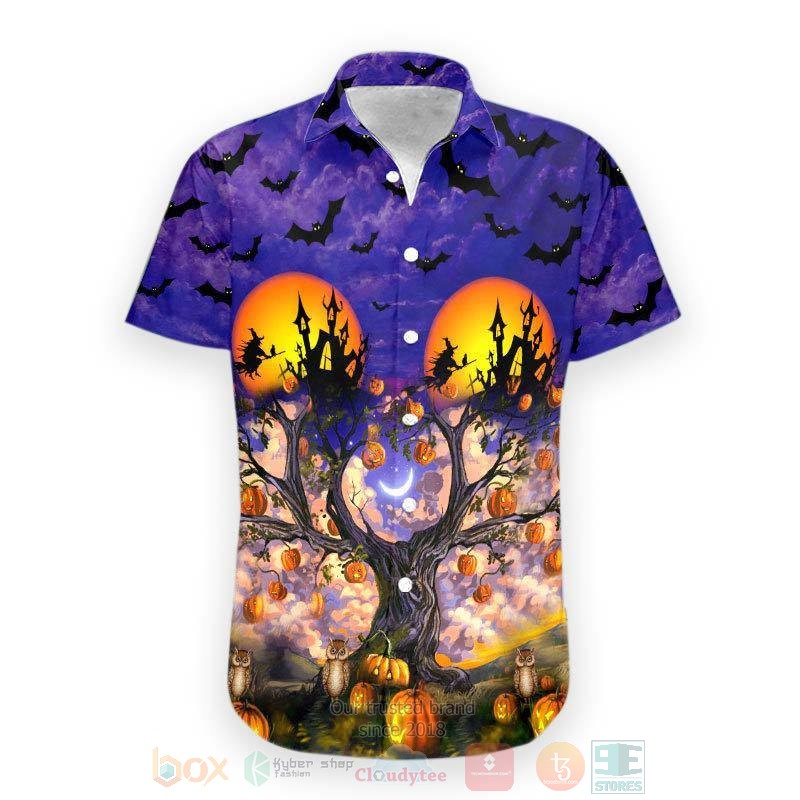 Halloween Ghost And Pumpkin 1 Print Short Sleeve Hawaiian Shirt