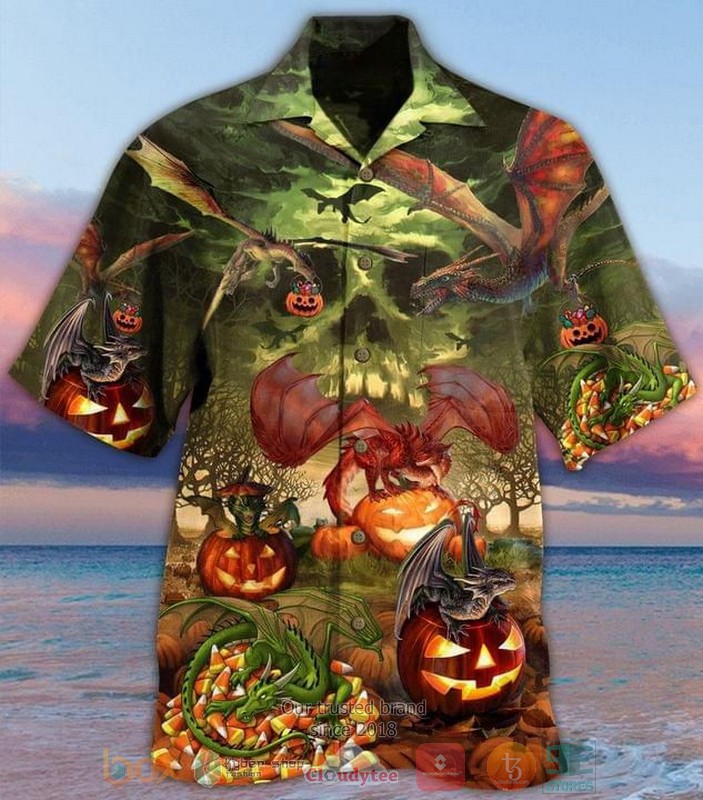 Halloween Pumpkin & Skull Hawaiian Shirt