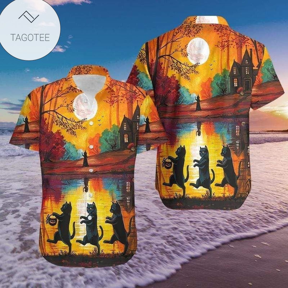 Halloween The Witch Owls Having Fun with Evil Pumkins Hawaiian Aloha Shirts DH