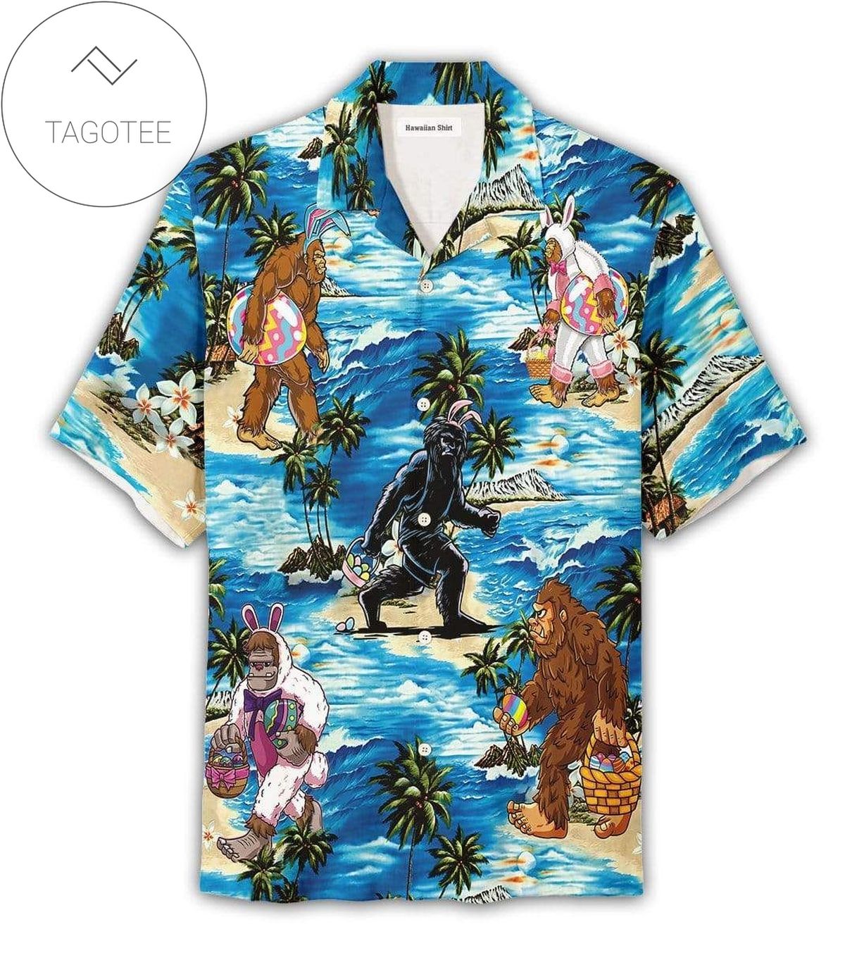 Happy Easter 2021 Amazing Bunny Riding Dinosaur Unisex 2022 Authentic Hawaiian Aloha Shirts