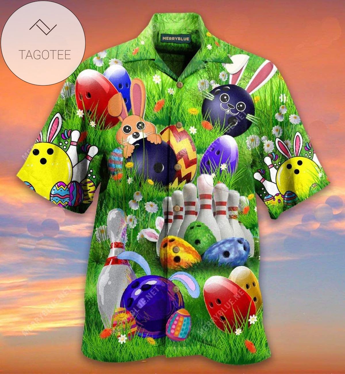 Happy Easter Blue Eggs Colorful Bunny Authentic Hawaiian Shirt 2022s V