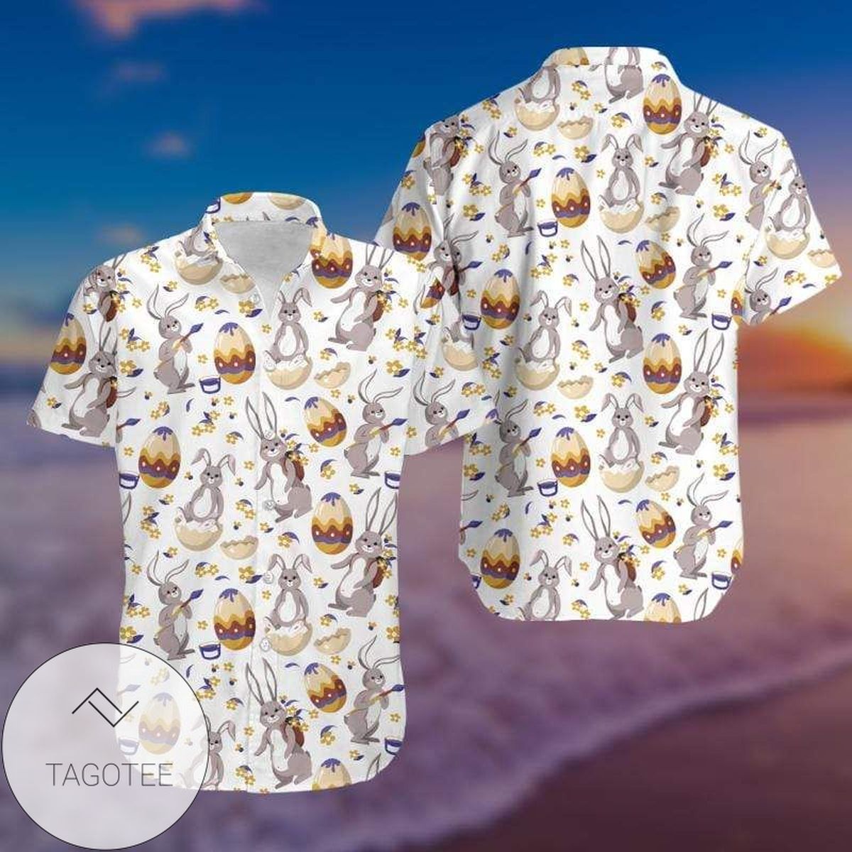 Happy Easter Day Bunny Sky Hawaiian Aloha Shirts V