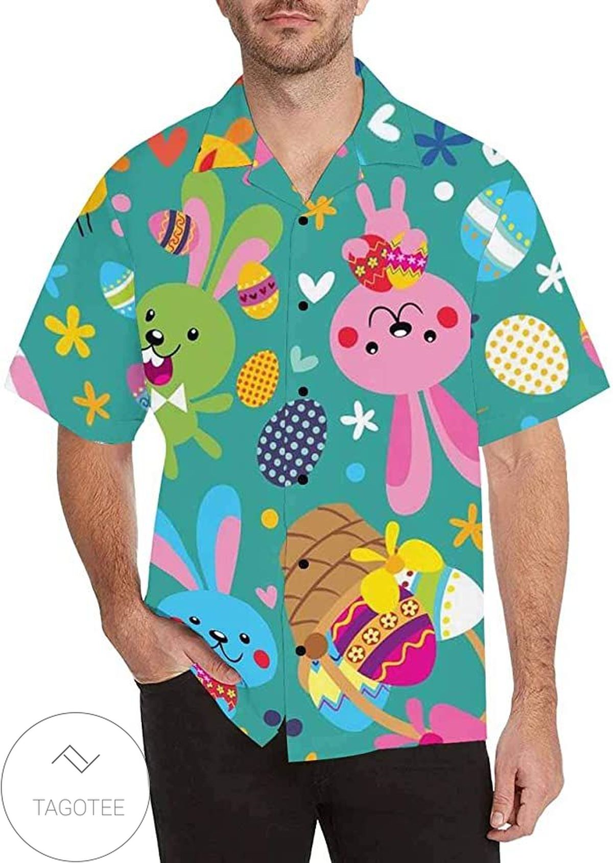 Happy Easter Day Pattern Brown Hawaiian Aloha Shirts V