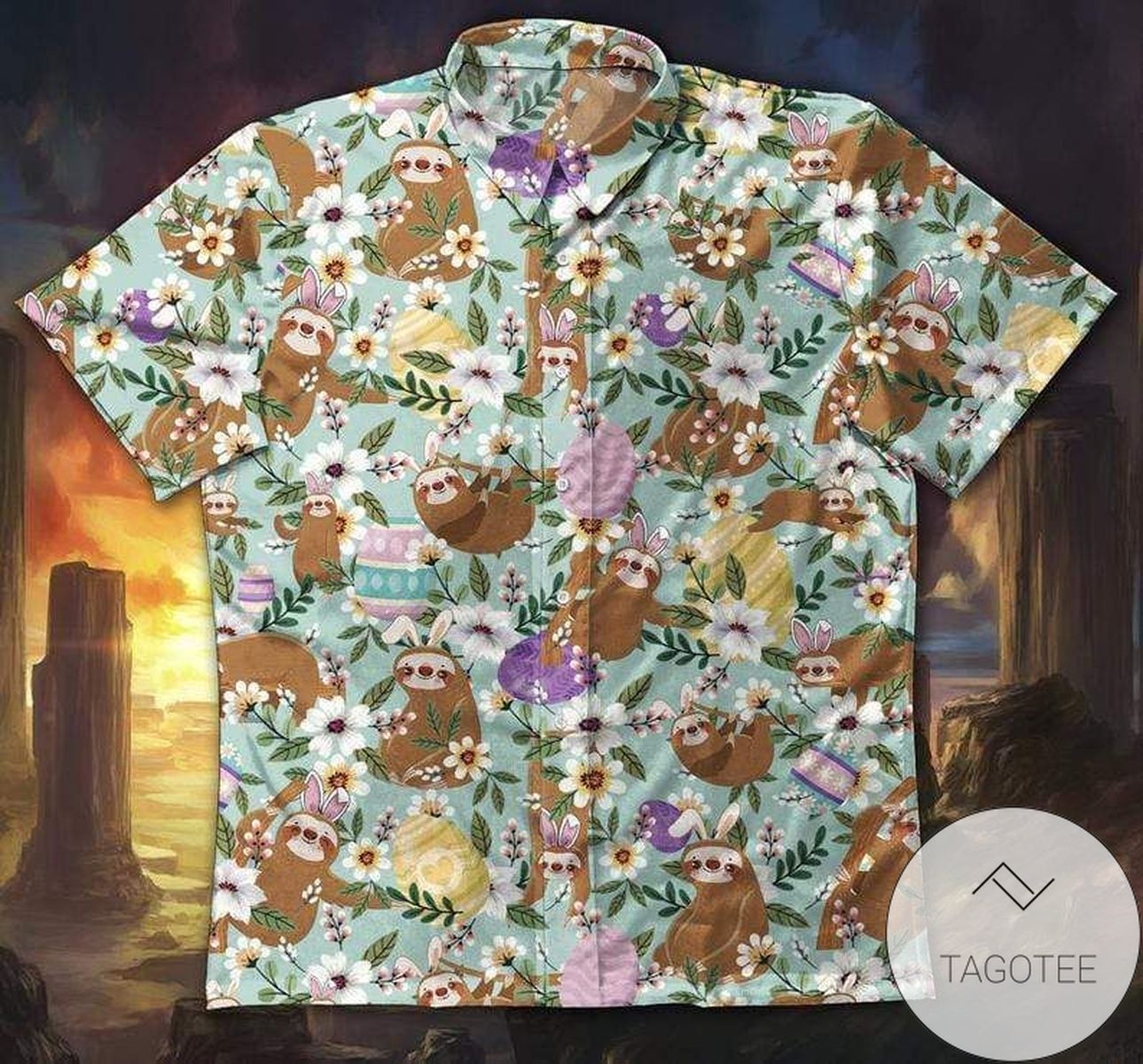 Happy Easter 2021 Amazing Bunny Riding Dinosaur Unisex 2022 Authentic Hawaiian Aloha Shirts