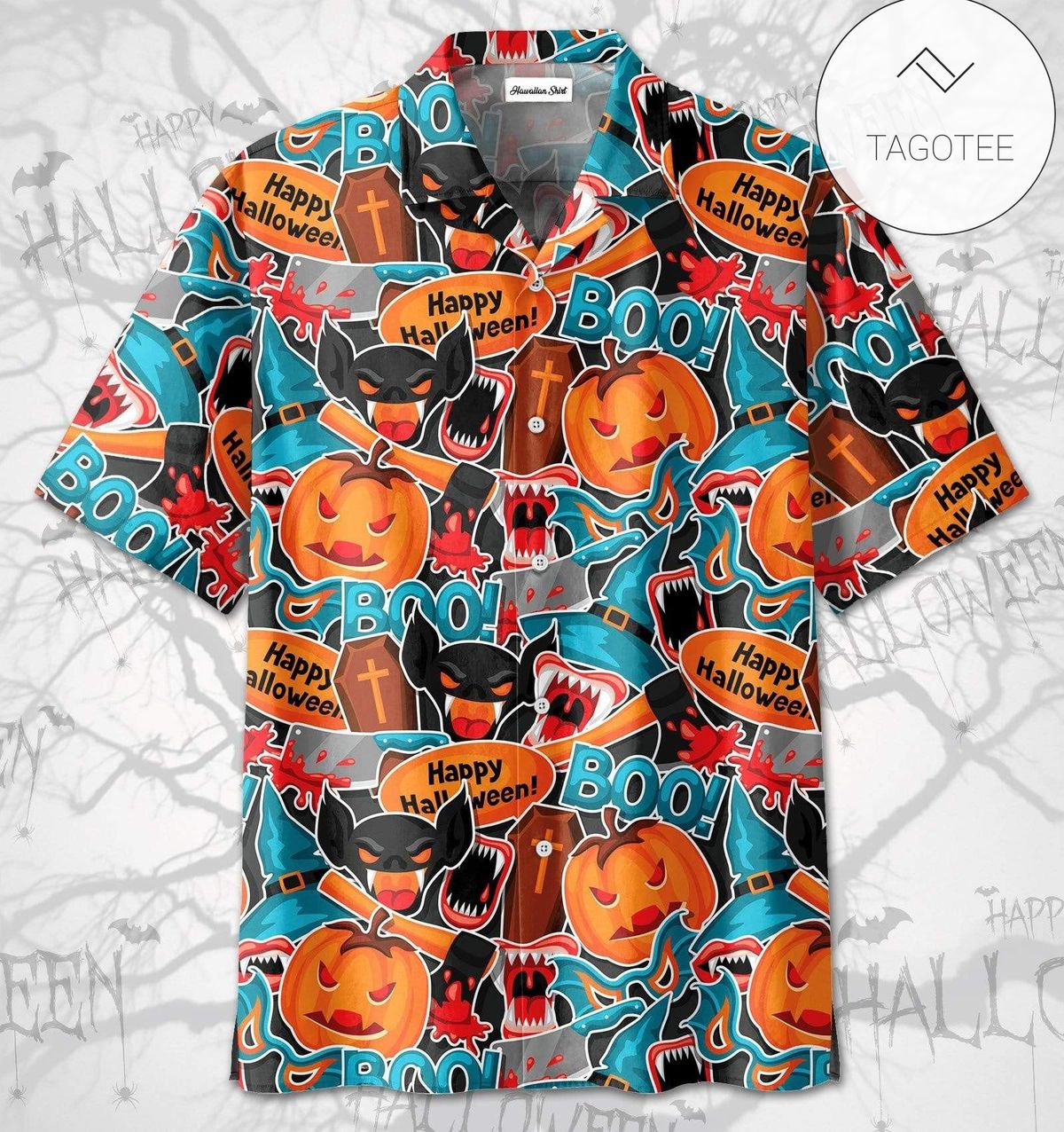 Happy Halloween Dachshund Cosplay Witches With Pumpkin Hawaiian Shirt