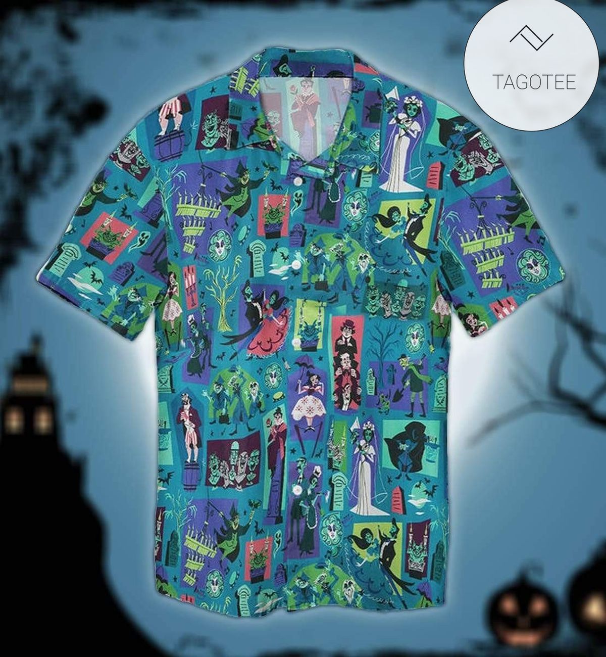 Happy Halloween Jason Voorhees Print Short Sleeve Hawaiian Casual Shirt