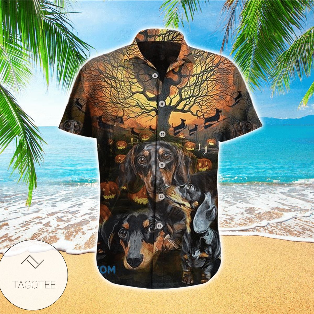 Happy Halloween Print Short Sleeve Hawaiian Casual Shirt