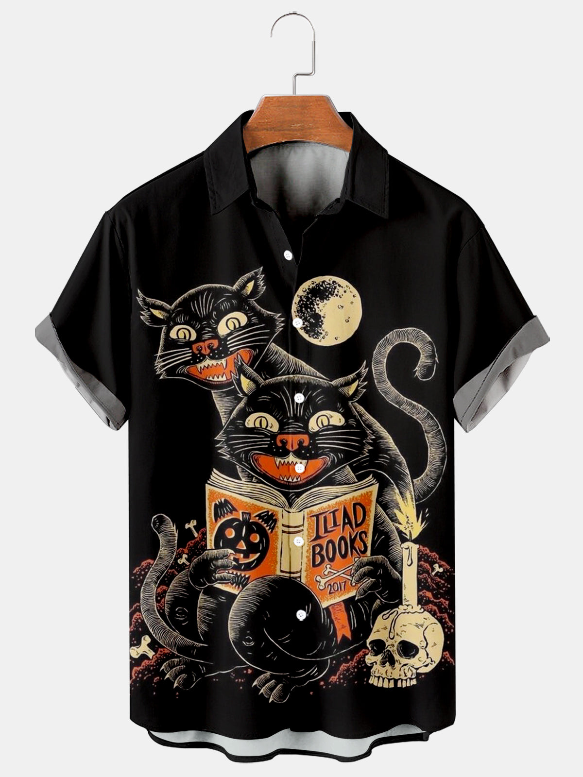 Happy Halloween Screaming Cat Iliad Book Hawaiian Shirt